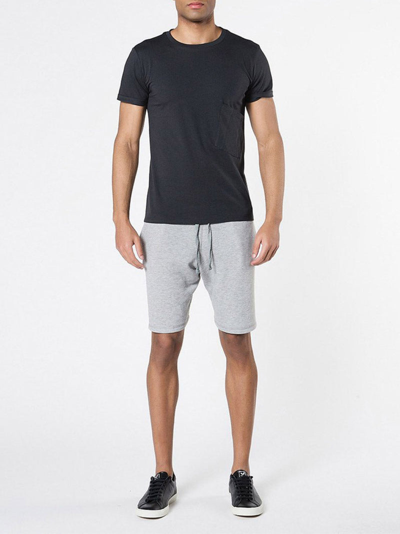 Organic Cotton Asymmetric Pocket Crew Neck T-shirt Charcoal Grey | E