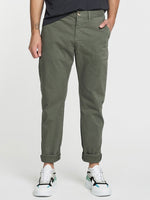 Regular Fit Cotton Blend Garment Washed Chino Pants Khaki | B