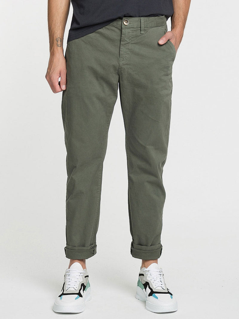 Regular Fit Cotton Blend Garment Washed Chino Pants Khaki | B