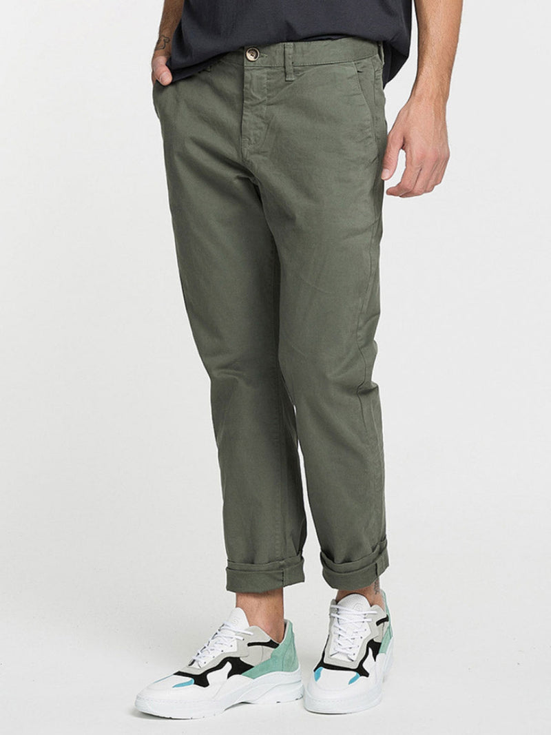 Regular Fit Cotton Blend Garment Washed Chino Pants Khaki | C