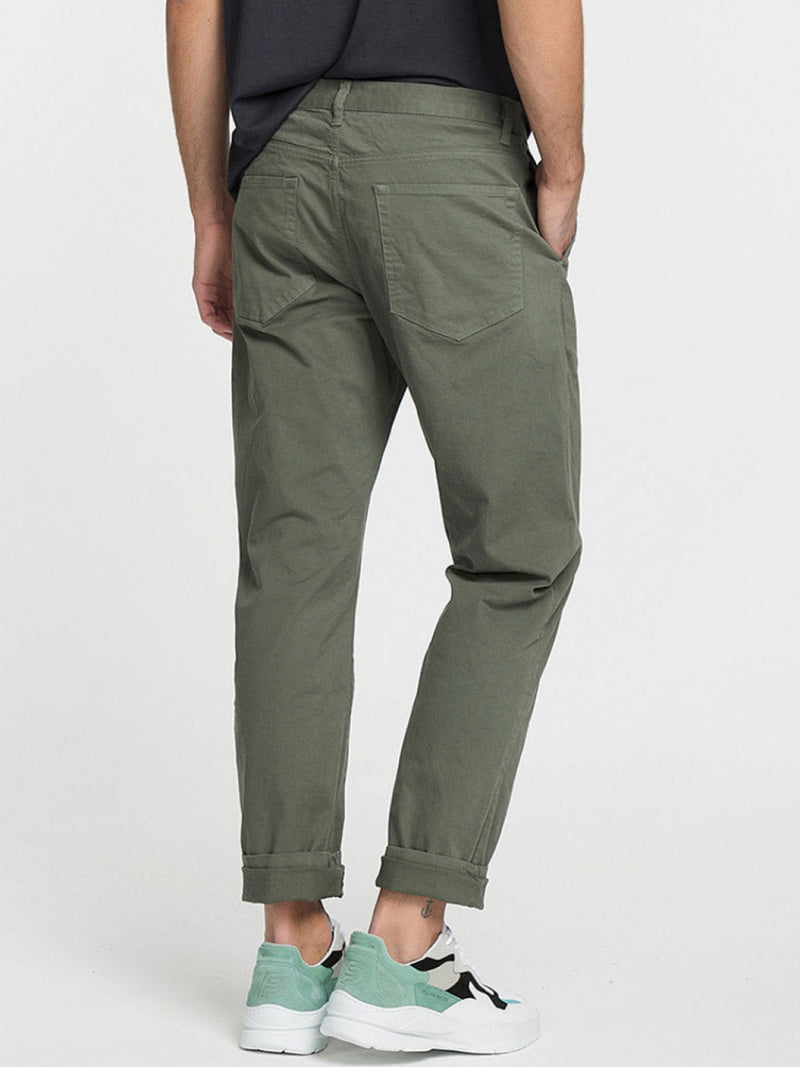 Regular Fit Cotton Blend Garment Washed Chino Pants Khaki | D