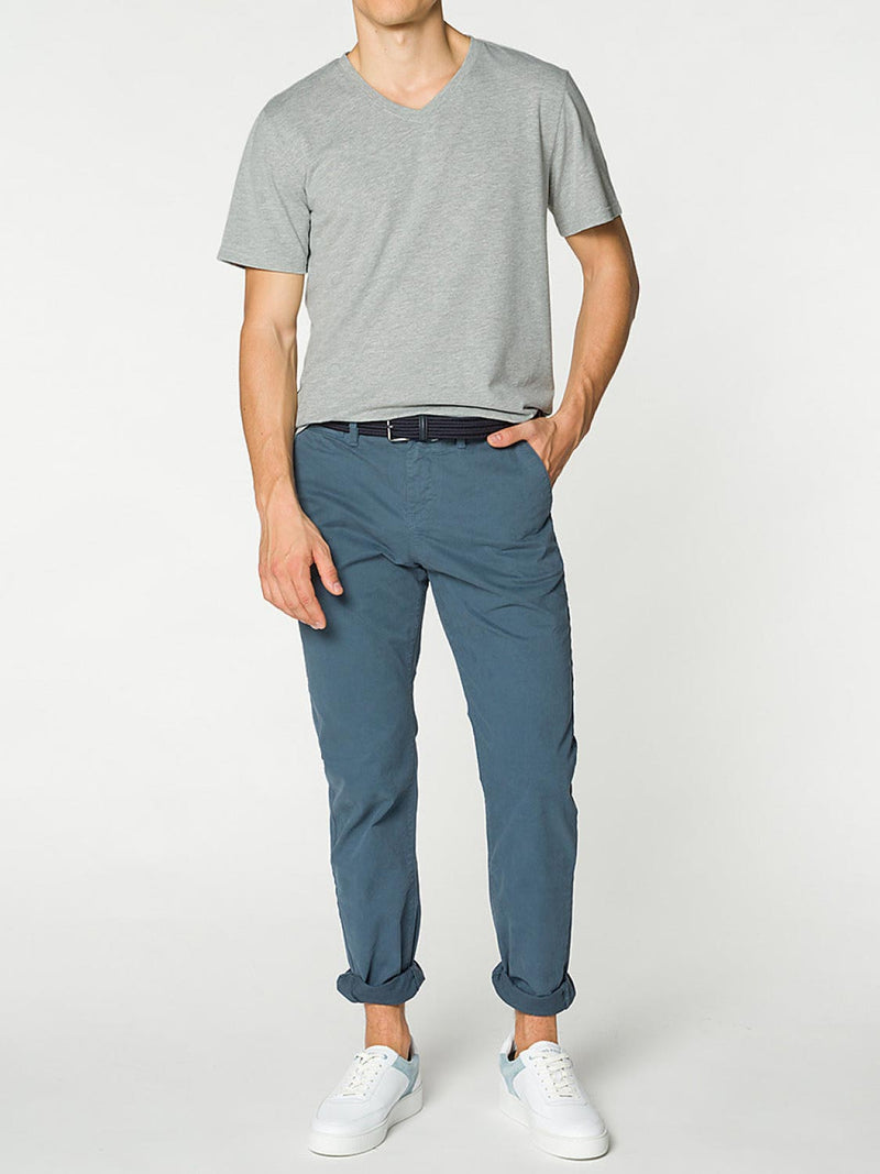 Regular Fit Organic Cotton V-neck T-shirt Melange Grey | E