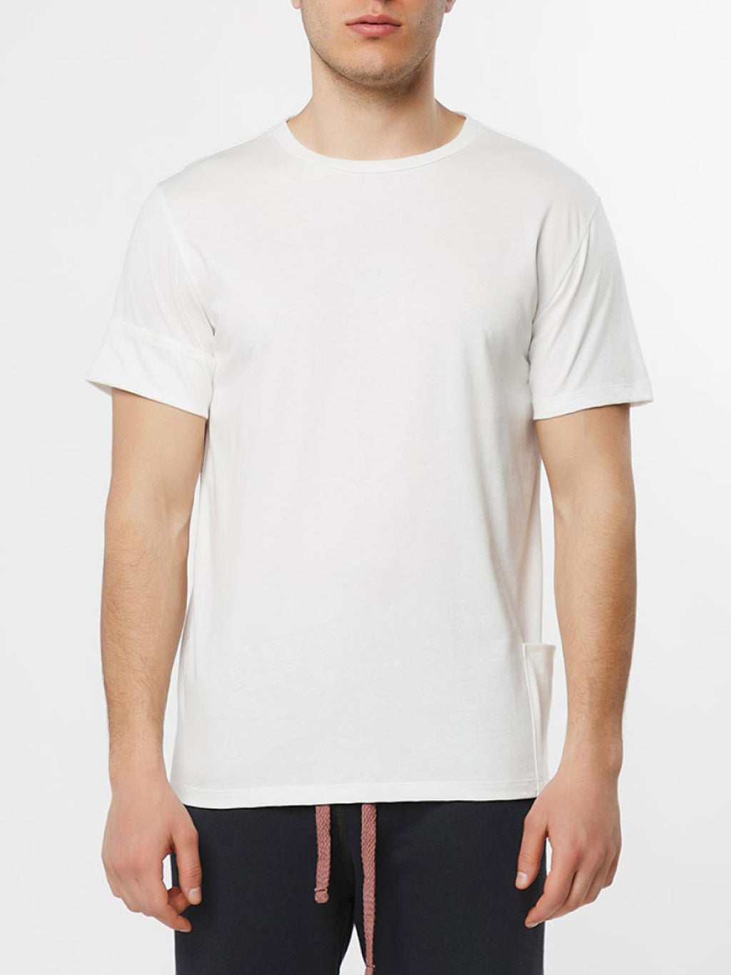 Roll Sleeve Crew Neck T-Shirt Cream | B