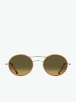 Garrett Leight Camel-Gold Oval Sunglasses | A