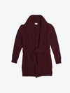 Shawl Collar Wool Blend Belted Cardigan Burgundy | A