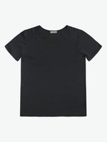 Silk Blend Box Neck T-shirt Charcoal Grey | A