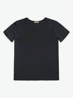 Silk Blend Box Neck T-shirt Charcoal Grey | A