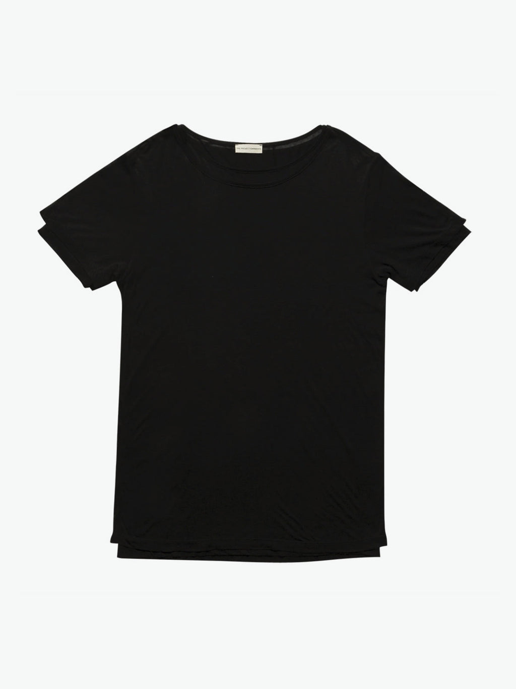 Silk Blend Double Crew Neck T-Shirt Black | A