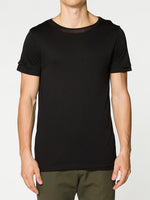 Silk Blend Double Crew Neck T-Shirt Black | B