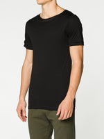Silk Blend Double Crew Neck T-Shirt Black | C