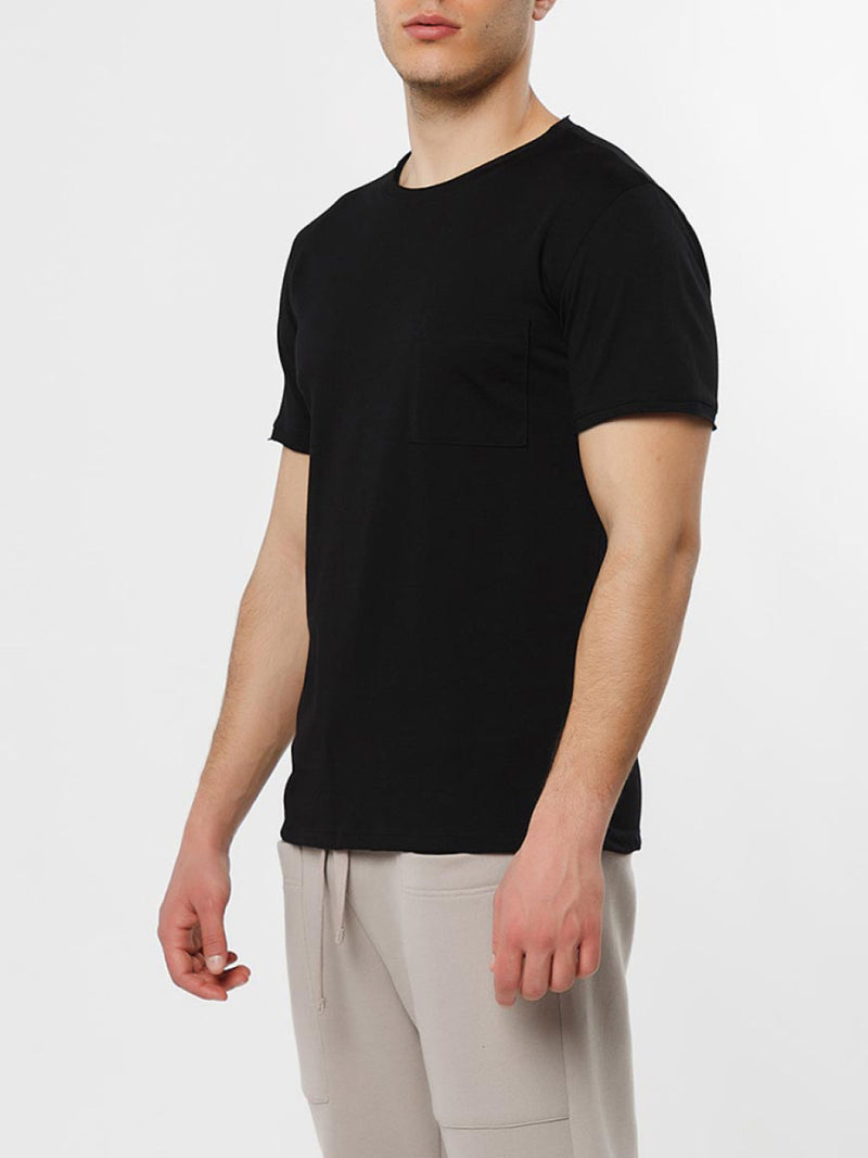 The Project Garments Slim Fit Pocket Crew Neck T-Shirt Black