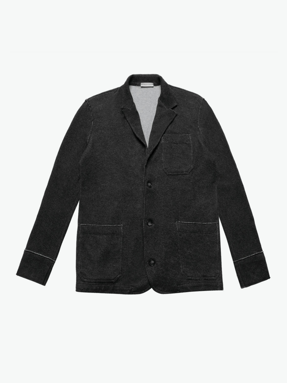 Slim Fit Wool and Cotton Blend Unstructured Blazer Charcoal