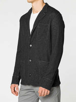Slim-Fit Wool and Cotton Blend Unstructured Blazer Charcoal | C