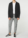 Slim-Fit Wool and Cotton Blend Unstructured Blazer Charcoal | E
