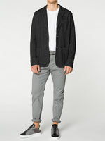 Slim-Fit Wool and Cotton Blend Unstructured Blazer Charcoal | E