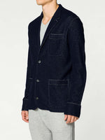 Slim-Fit Wool and Cotton Blend Unstructured Blazer Navy | C