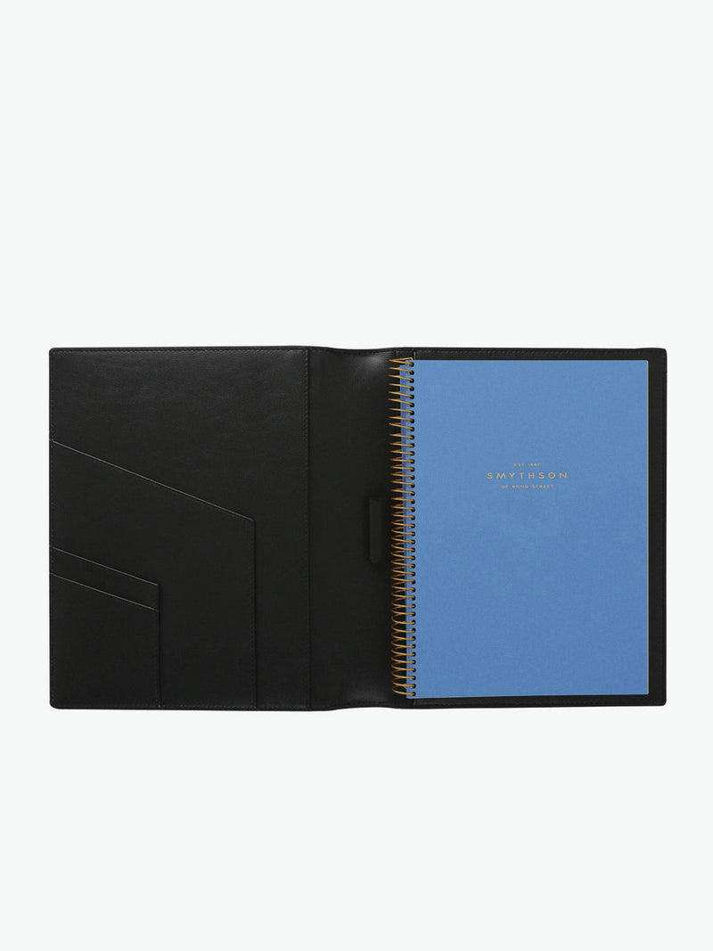 Smythson Panama Cross-Grain Leather A5 Writing Folder Black | B