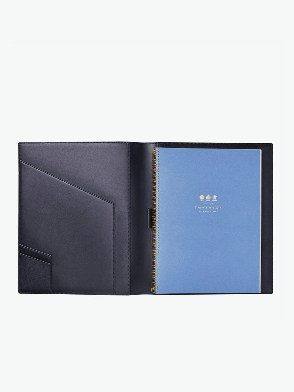 Smythson Panama Cross-Grain Leather A5 Writing Folder Navy | B