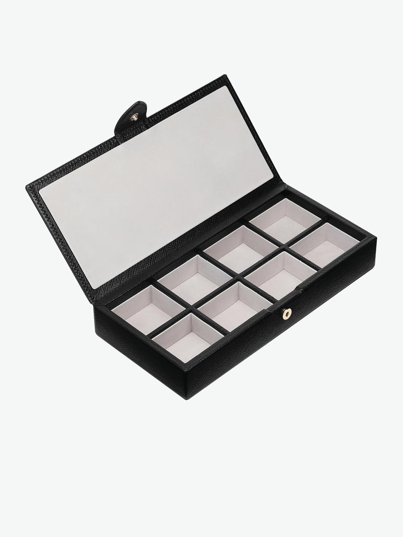 Panama Cross-Grain Cufflink Box Black