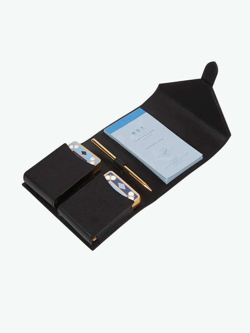 Smythson Panama Cross-Grain Leather Double Playing Cards Case