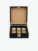 Smythson Panama Cross-Grain Lockable Watch Box Black