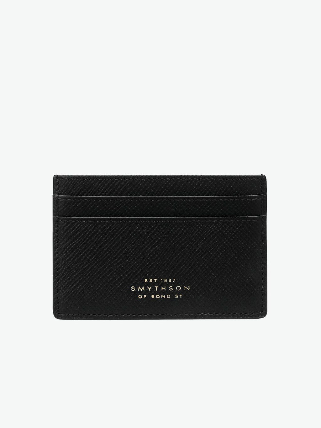 Smythson Flat Card Holder in Panama Black