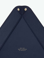 Smythson Panama Cross-Grain Leather Triangle Trinket Tray Navy | D