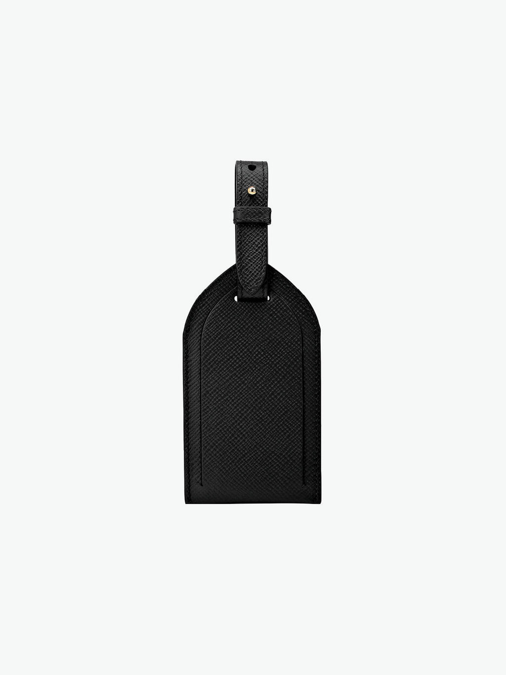 Smythson Panama Cross-Grain Leather Luggage Tag Black | A