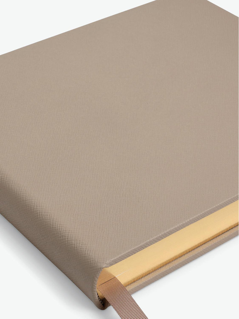 Visitors Book in Panama Gross Grain Leather Beige