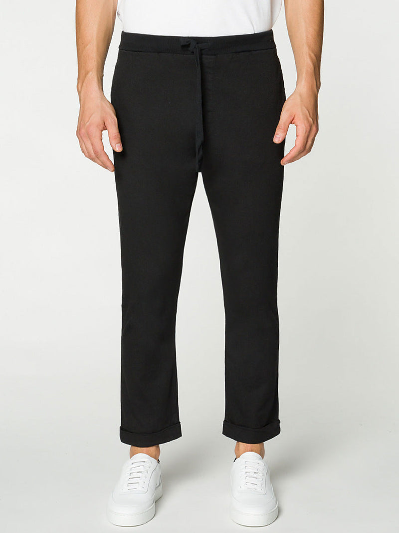 Stretch-Cotton Slim-Fit Drawstring Trousers Black | B