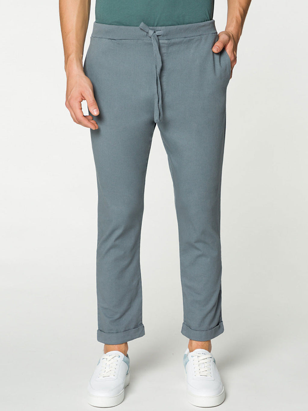 Stretch-Cotton Slim-Fit Drawstring Trousers Grey | B
