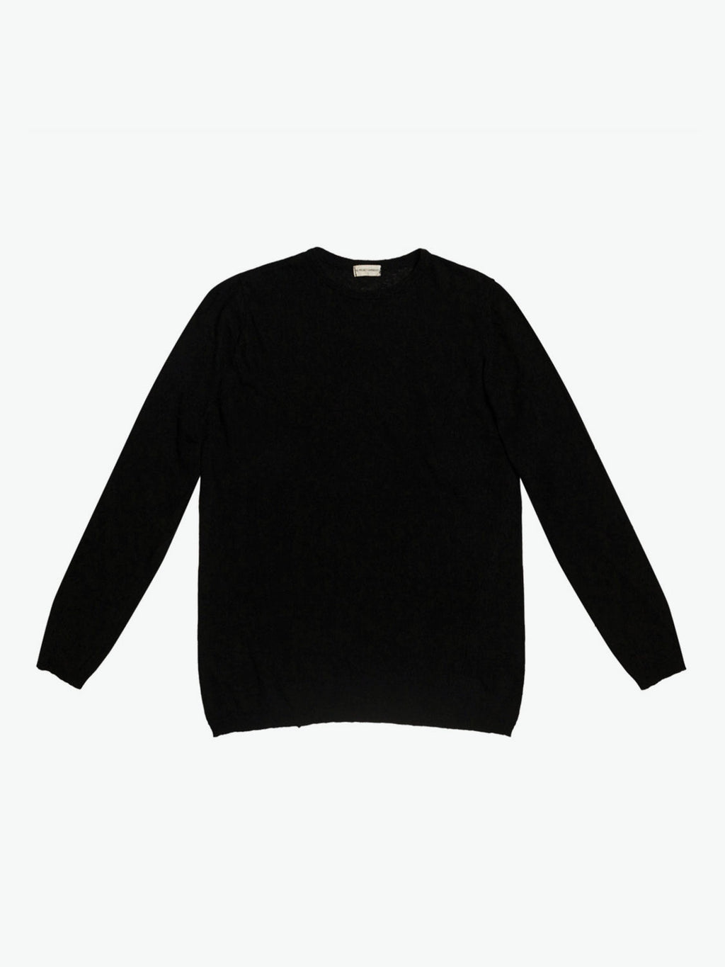 Linen Blend Crew Neck Knitted Sweater Black | A