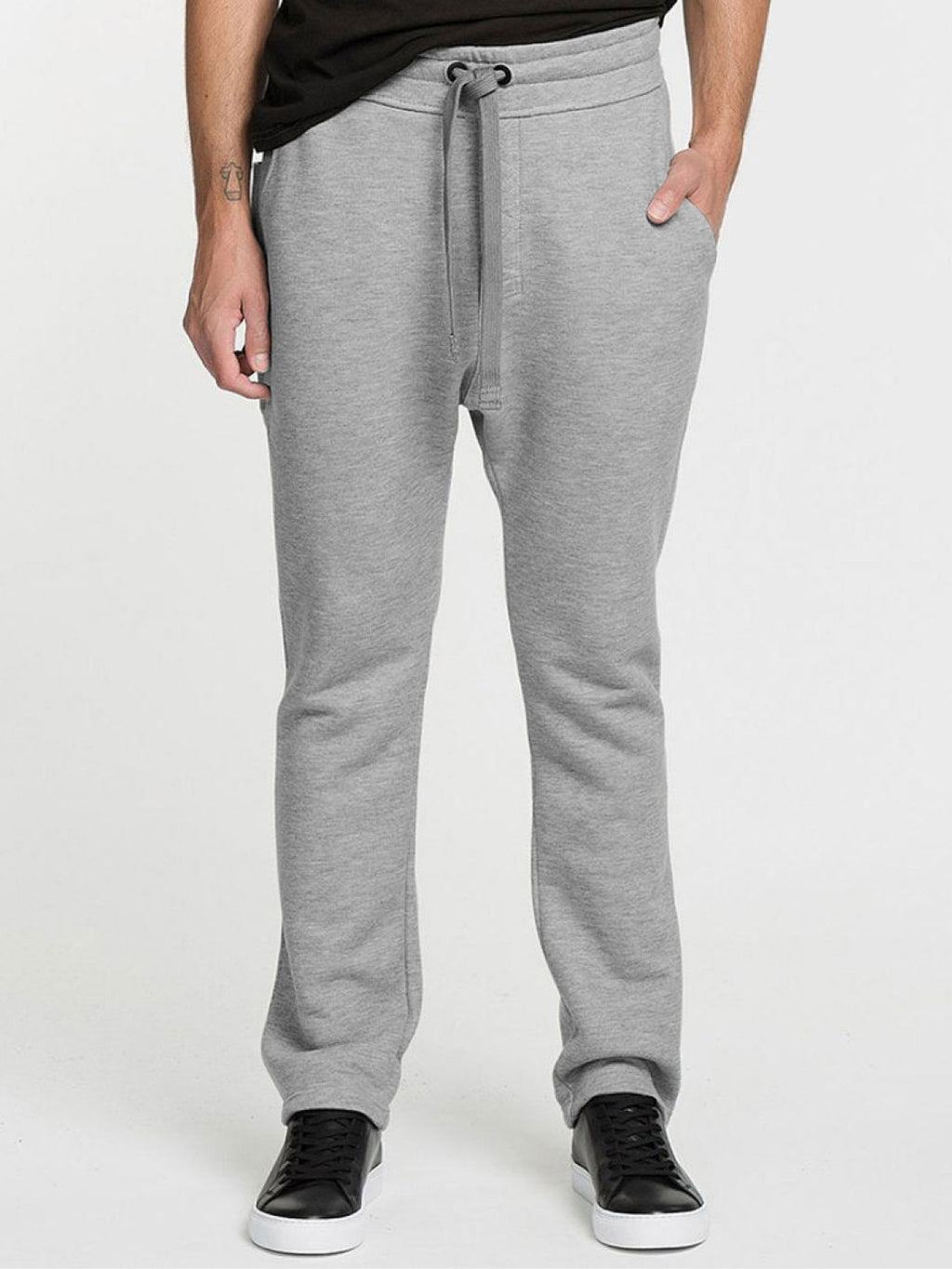 Tapered Loose-Fit Organic Cotton Sweatpants Melange Grey | B