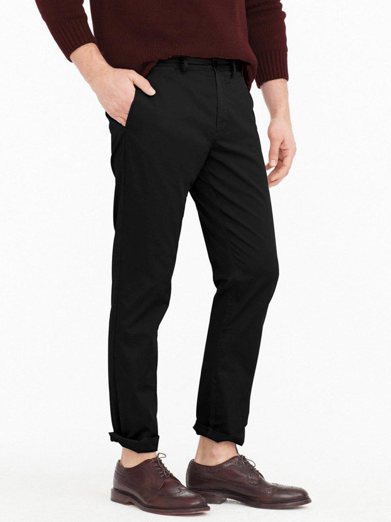 Regular Fit Cotton Blend Garment Washed Chino Pants Black | C