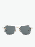 Thom Browne White Gold And Black Enamel Aviator Sunglasses | A