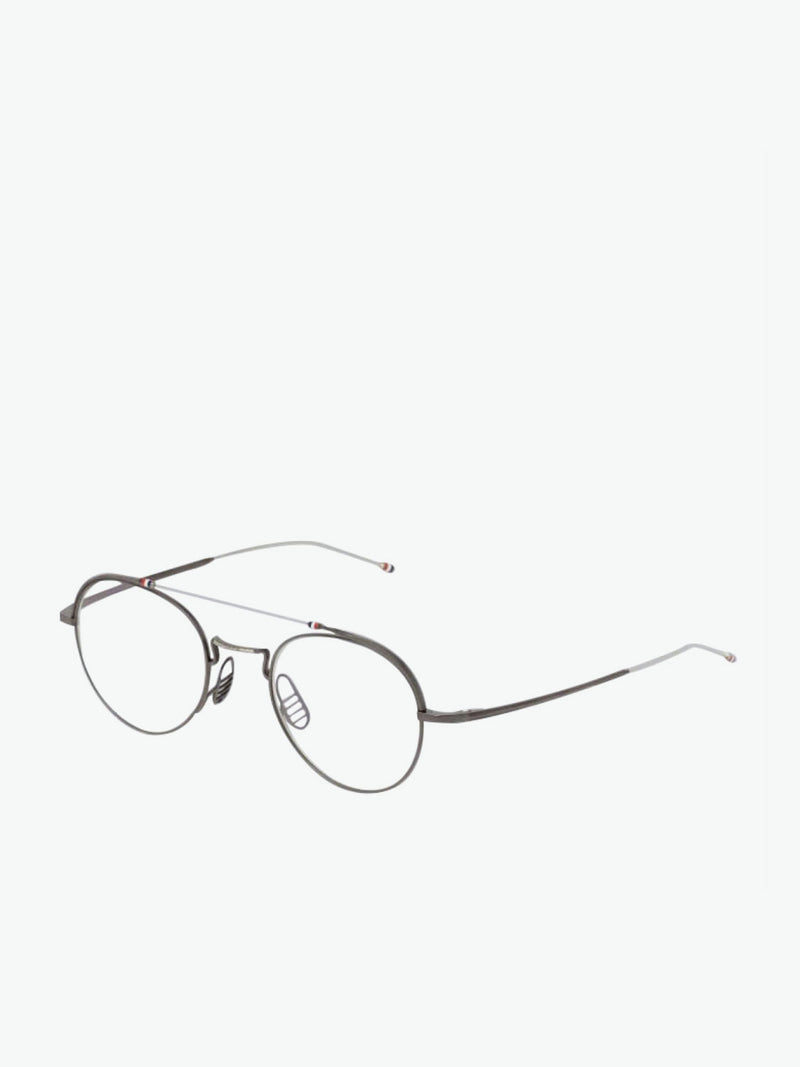Thom Browne Black Iron And Silver Oval Optical Glasses | B