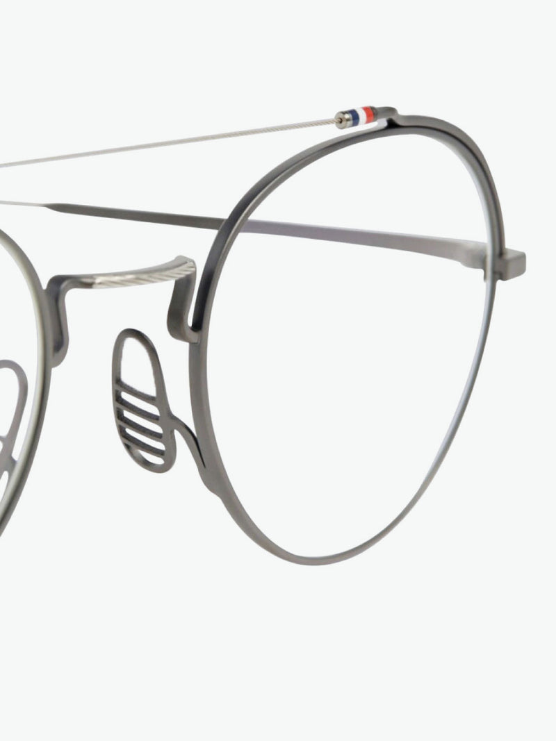 Thom Browne Black Iron And Silver Oval Optical Glasses | D