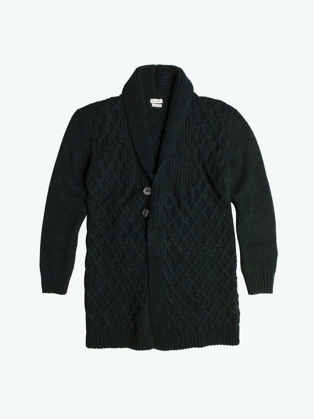 Two Button Shawl Collar Wool Blend Cardigan Forest Green | A
