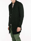 Two Button Shawl Collar Wool Blend Cardigan Forest Green | C