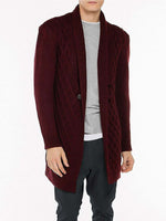 Two Button Shawl Collar Wool Blend Cardigan Burgundy | B