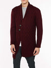 Two Button Shawl Collar Wool Blend Cardigan Burgundy | C