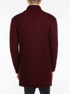 Two Button Shawl Collar Wool Blend Cardigan Burgundy | E