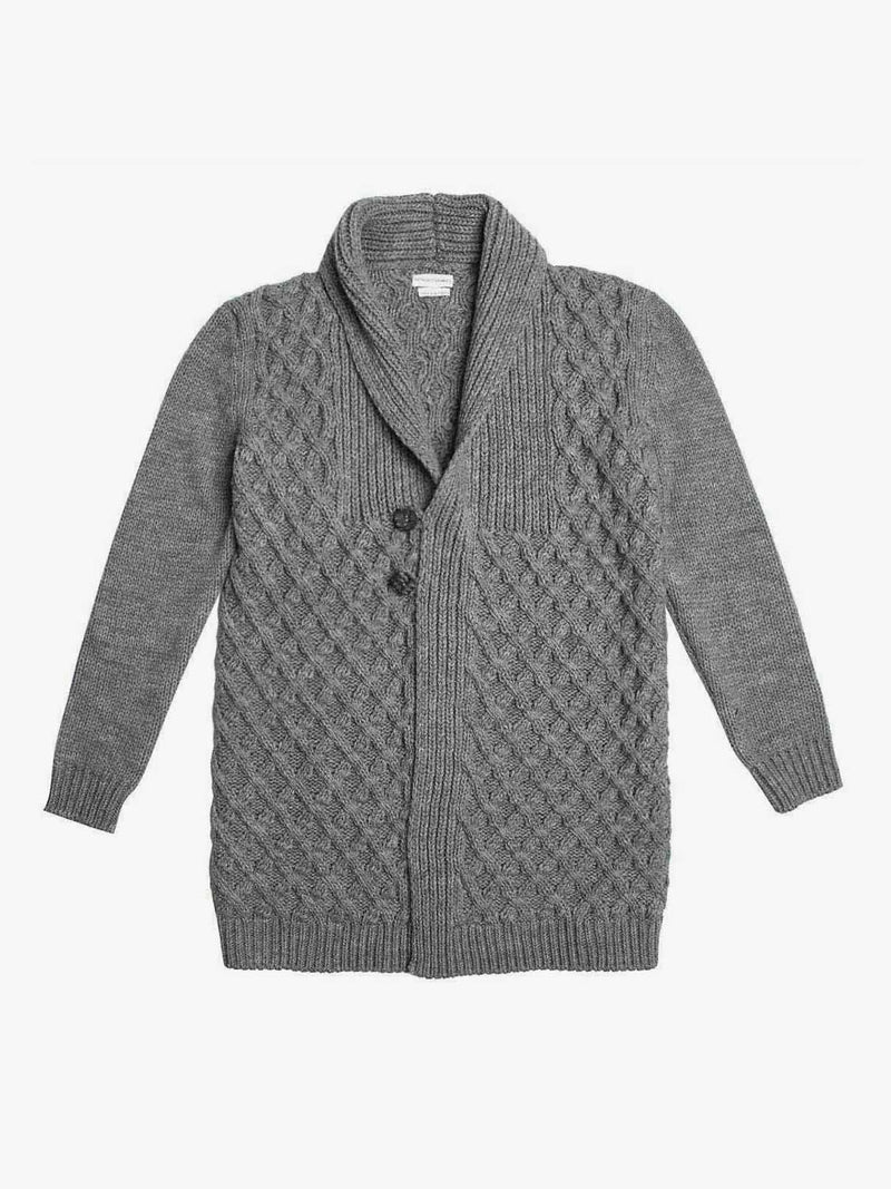 Two Button Shawl Collar Wool Blend Cardigan Grey | A