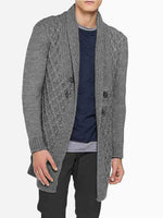 Two Button Shawl Collar Wool Blend Cardigan Grey | B