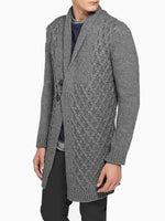 Two Button Shawl Collar Wool Blend Cardigan Grey | C