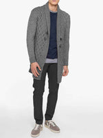 Two Button Shawl Collar Wool Blend Cardigan Grey | E