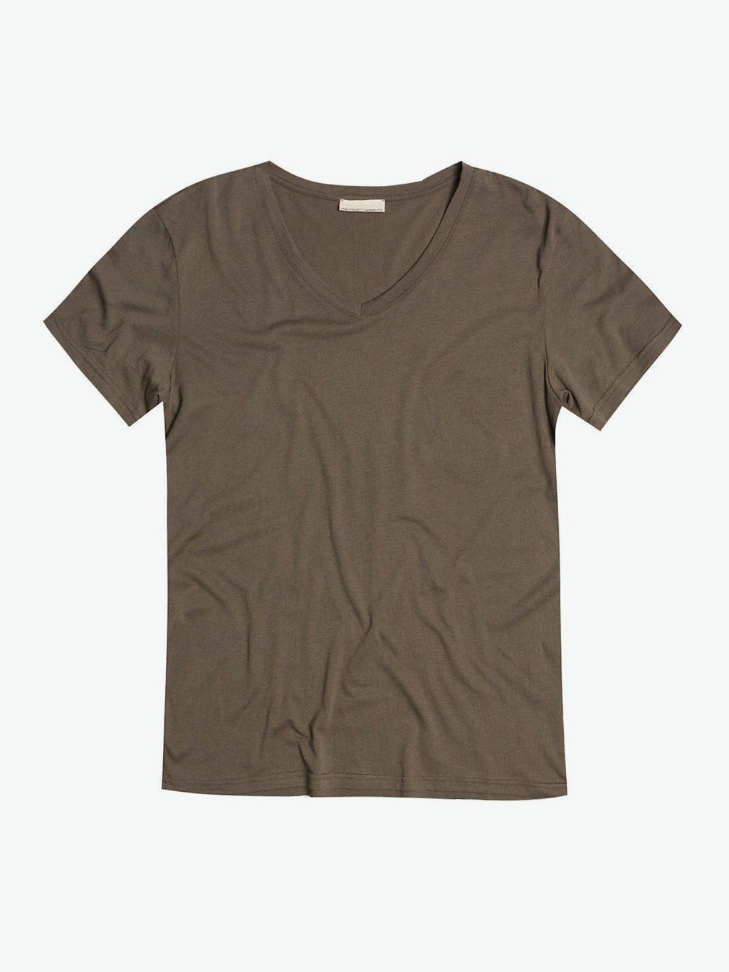 Modal Cotton Blend V-neck T-shirt Taupe | A