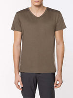 Modal Cotton Blend V-neck T-shirt Taupe | B