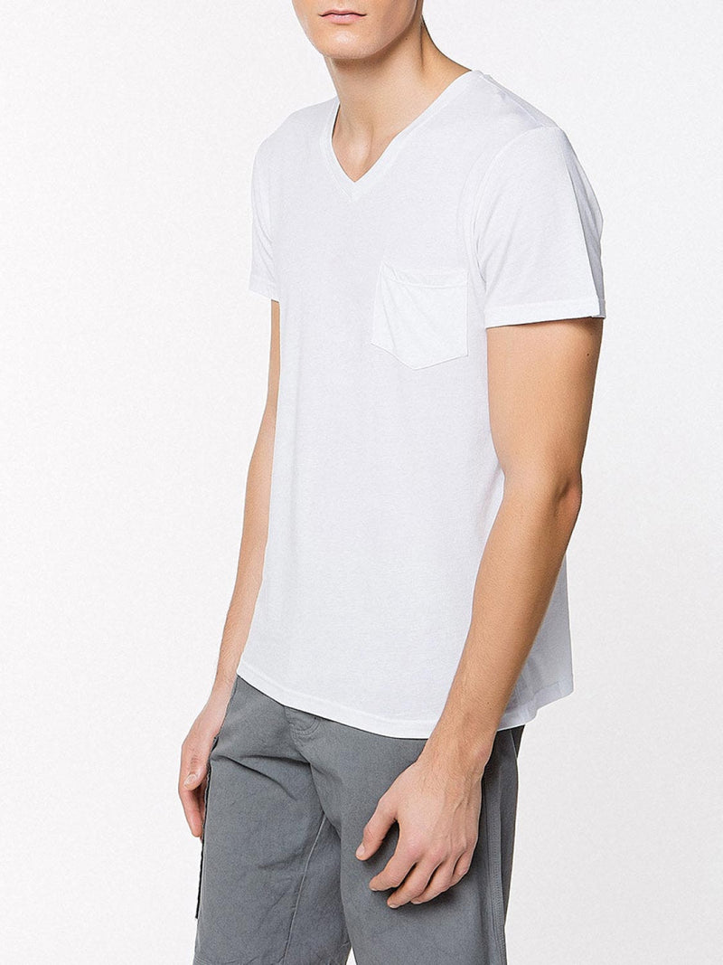 Modal Blend V-neck Pocket T-shirt White | C