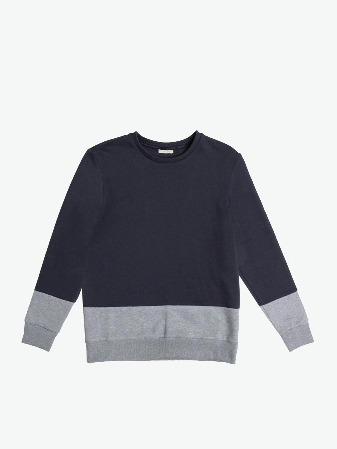 Vertical Color Block Crew Neck Sweatshirt Navy Blue
